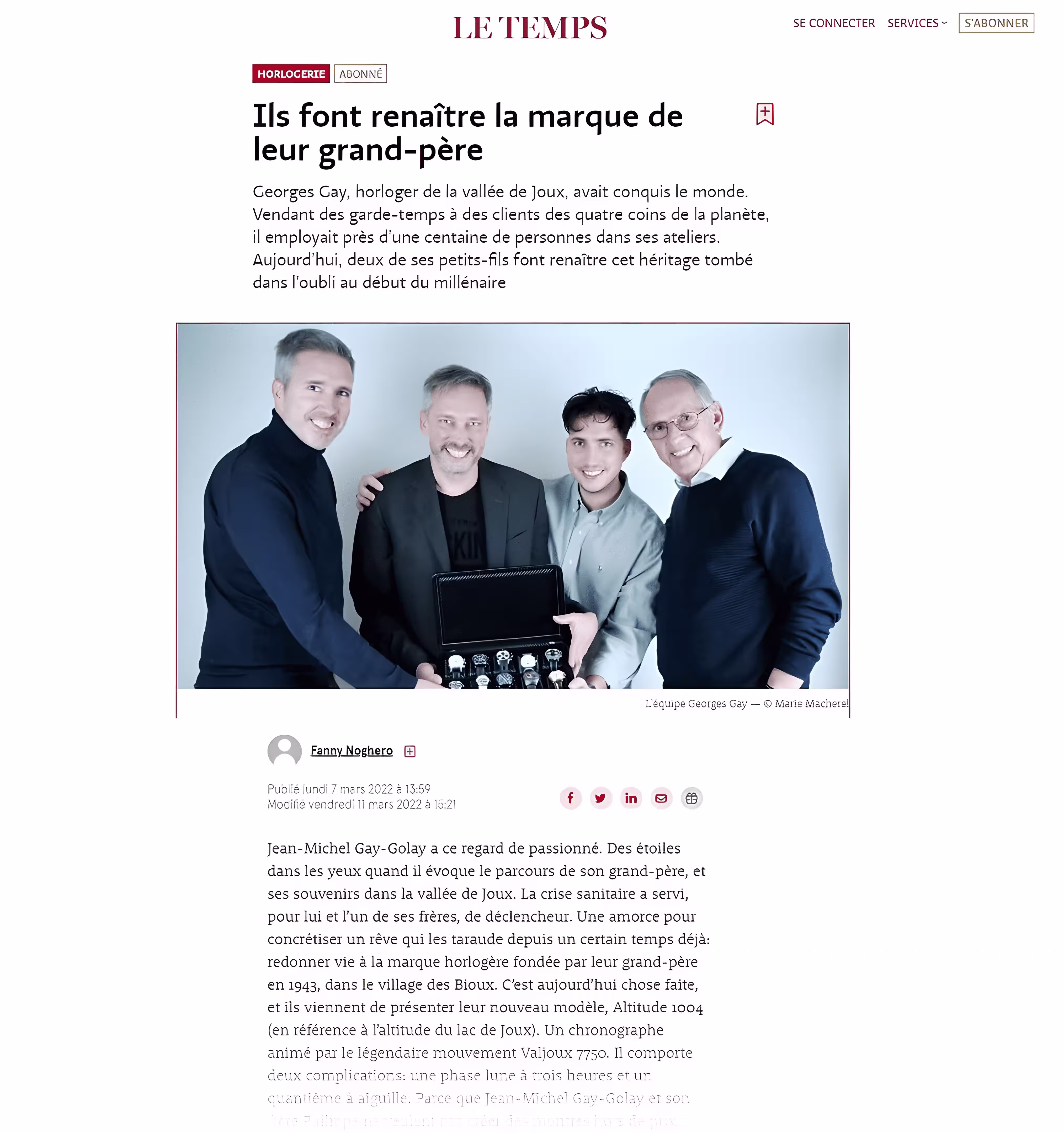 On en parle dans Le Temps